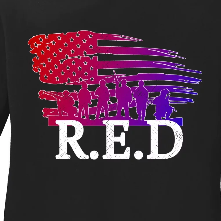 Red Friday Troopers Flag Ladies Long Sleeve Shirt