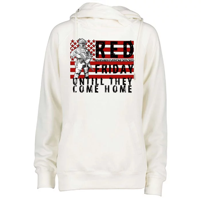 Red Friday Until They All Come Home Support Our Veterans Womens Funnel Neck Pullover Hood