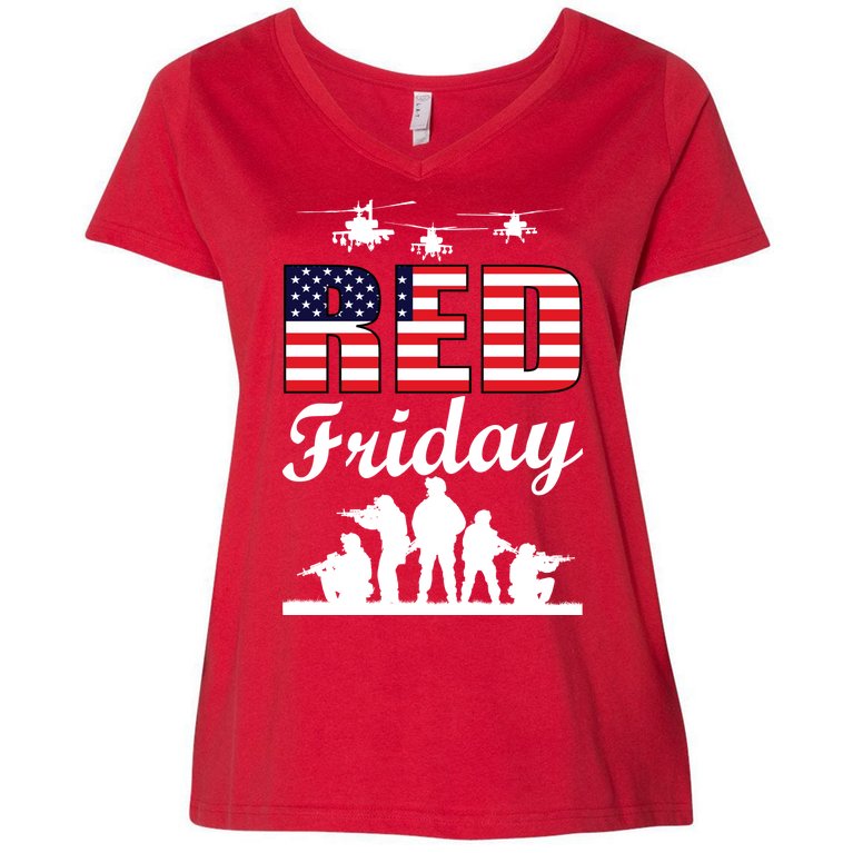Red Friday Veterans Tribute Women's V-Neck Plus Size T-Shirt