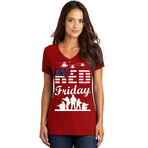 Red Friday Veterans Tribute Women's V-Neck T-Shirt
