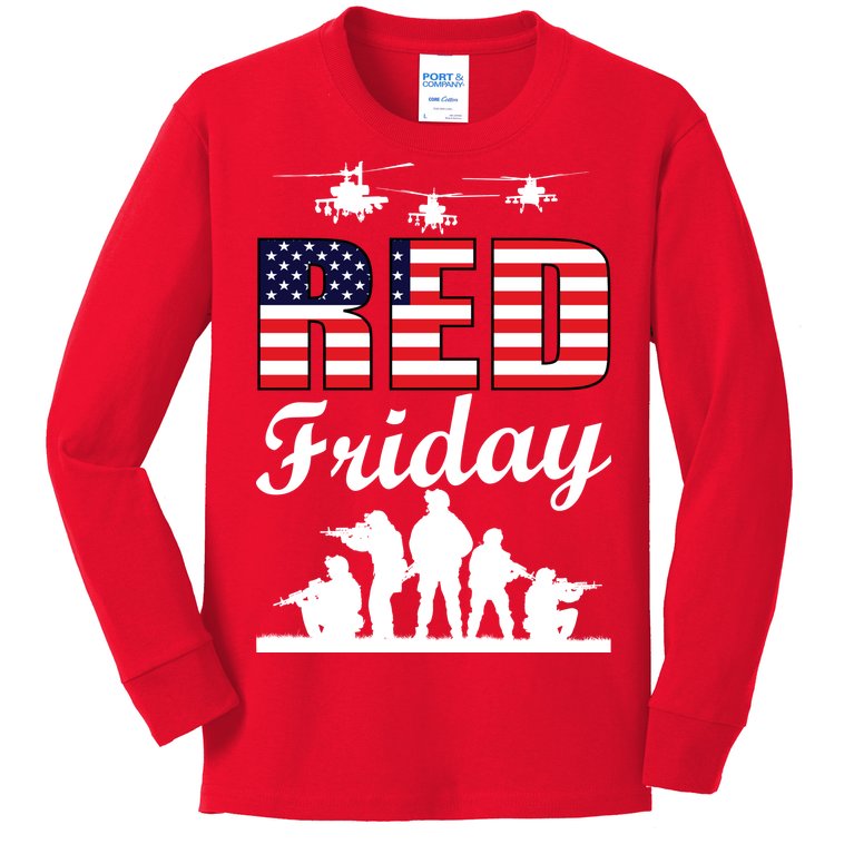 Red Friday Veterans Tribute Kids Long Sleeve Shirt