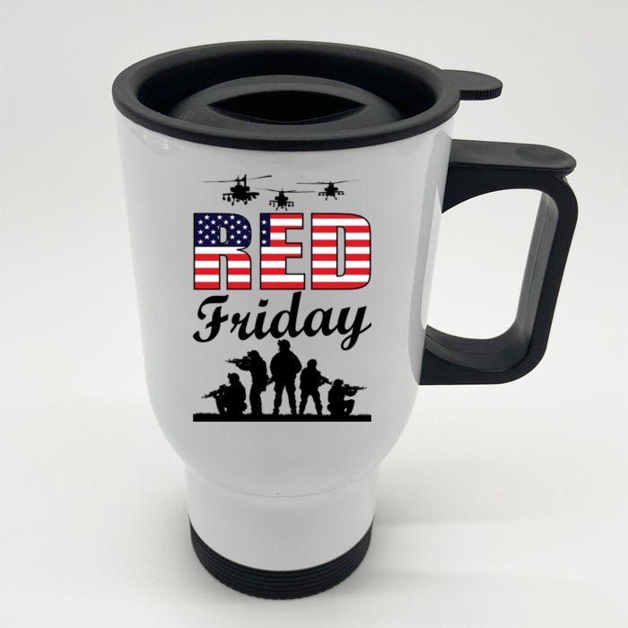 Red Friday Veterans Tribute Front & Back Stainless Steel Travel Mug