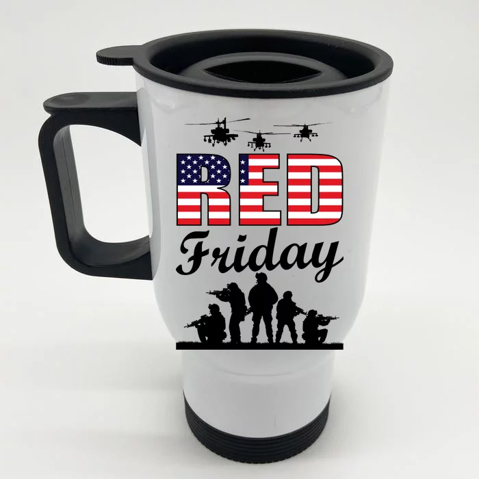 Red Friday Veterans Tribute Front & Back Stainless Steel Travel Mug