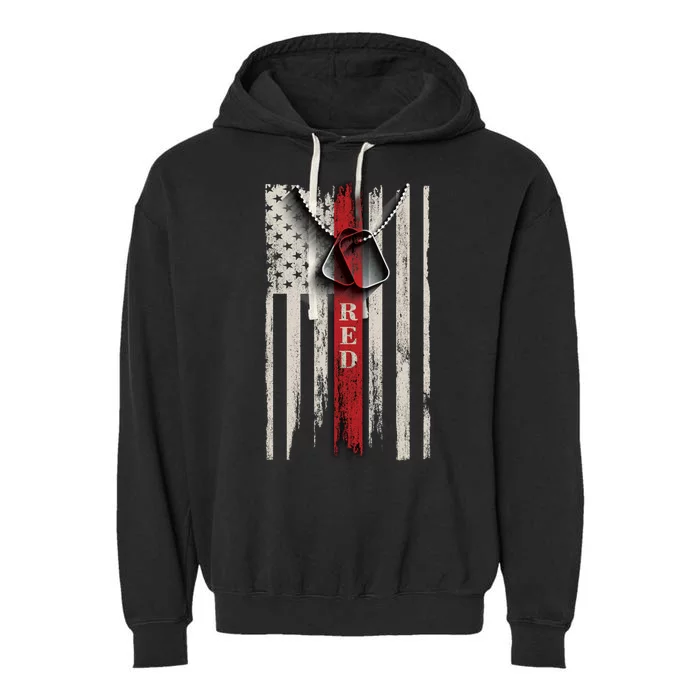 Red Friday Vintage American Flag Garment-Dyed Fleece Hoodie