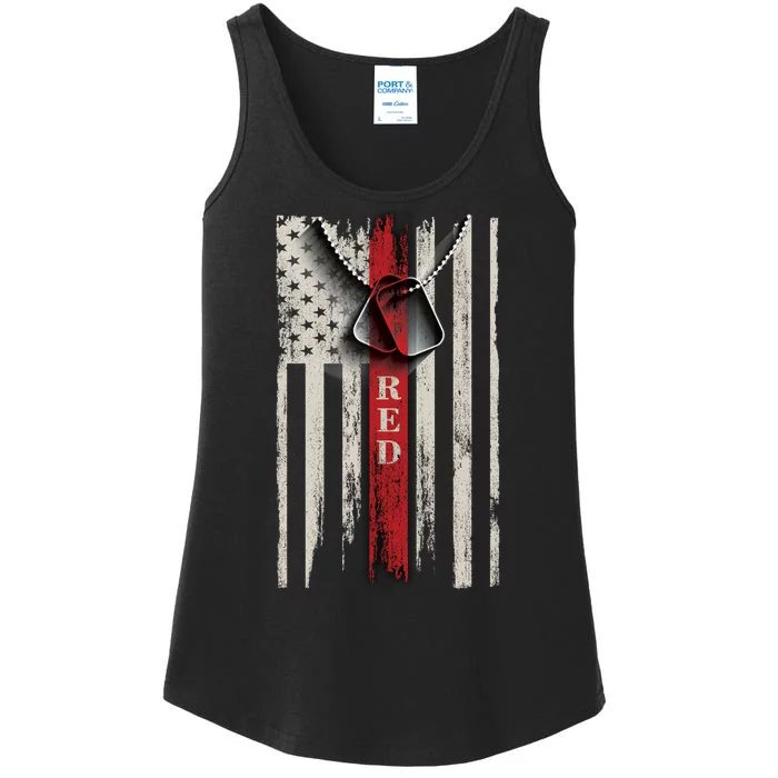 Red Friday Vintage American Flag Ladies Essential Tank