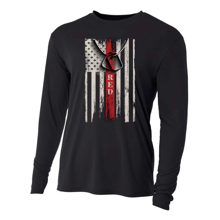 Red Friday Vintage American Flag Cooling Performance Long Sleeve Crew