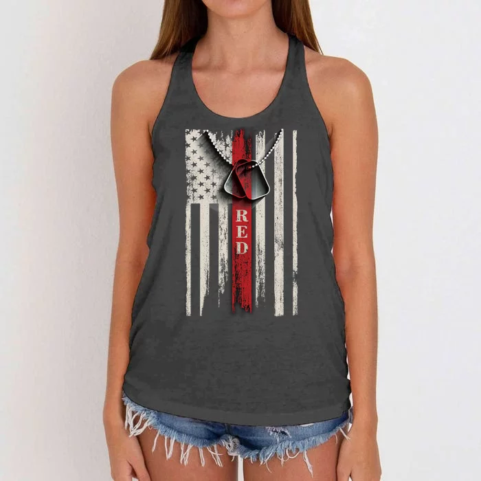 Red Friday Vintage American Flag Women's Knotted Racerback Tank