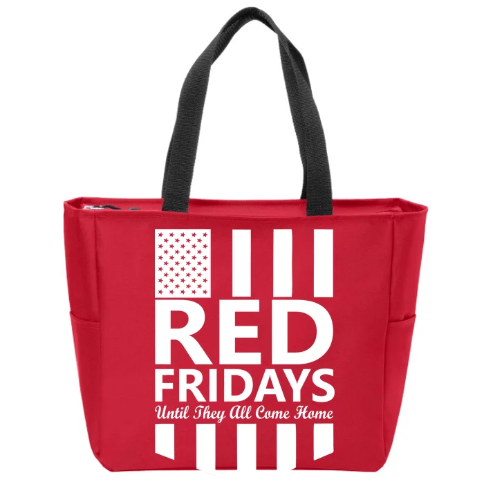 Red Fridays Military Flag Zip Tote Bag