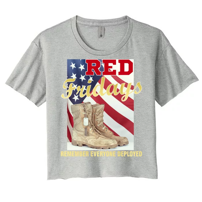 Red Fridays Remember Everyone Deployed Women's Crop Top Tee