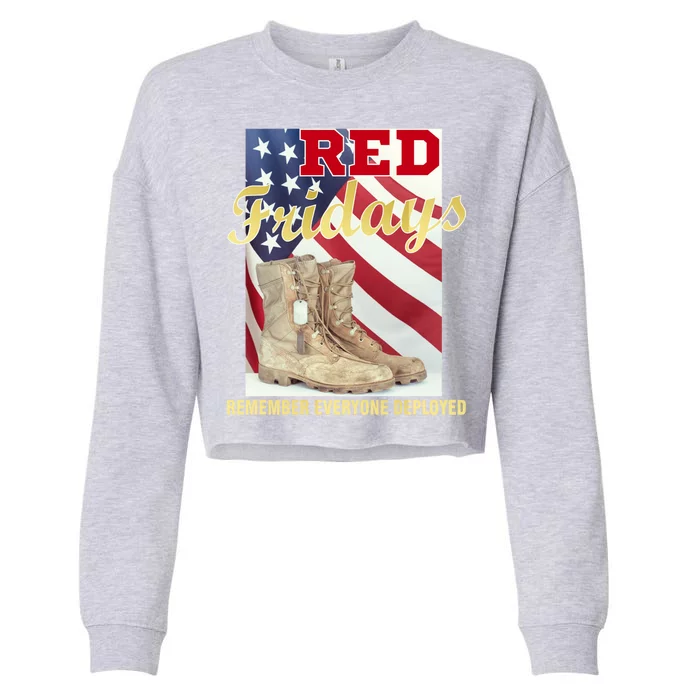 Red Fridays Remember Everyone Deployed Cropped Pullover Crew