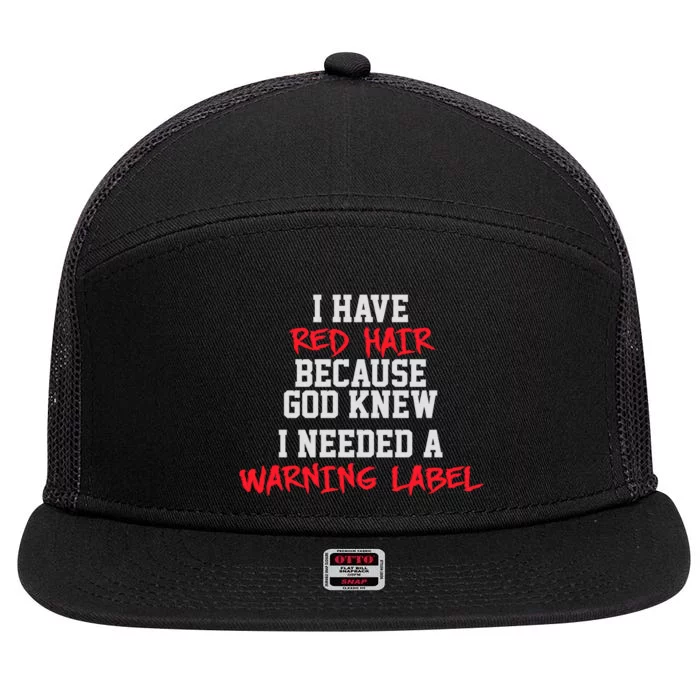 Red Head Warning Label 7 Panel Mesh Trucker Snapback Hat