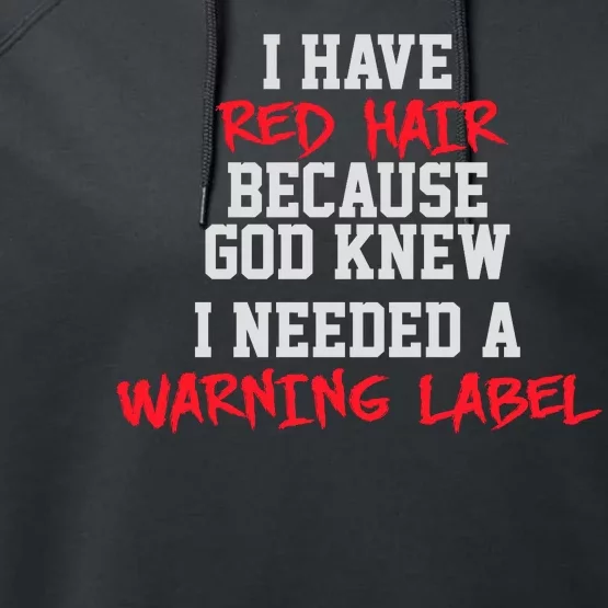 Red Head Warning Label Performance Fleece Hoodie