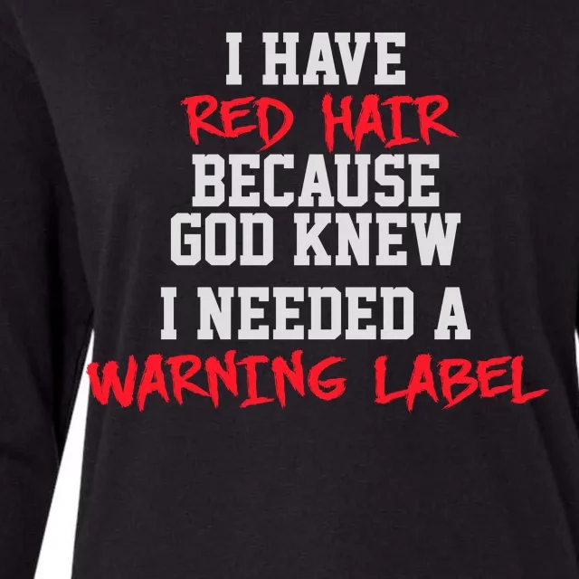 Red Head Warning Label Womens Cotton Relaxed Long Sleeve T-Shirt