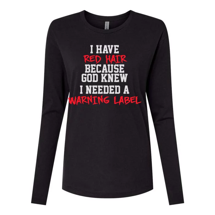 Red Head Warning Label Womens Cotton Relaxed Long Sleeve T-Shirt