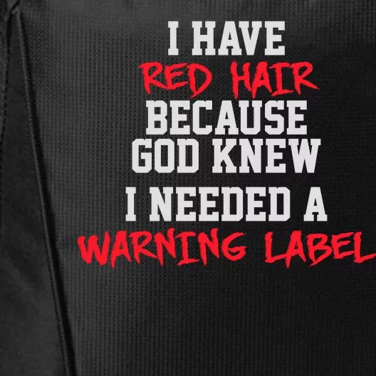 Red Head Warning Label City Backpack