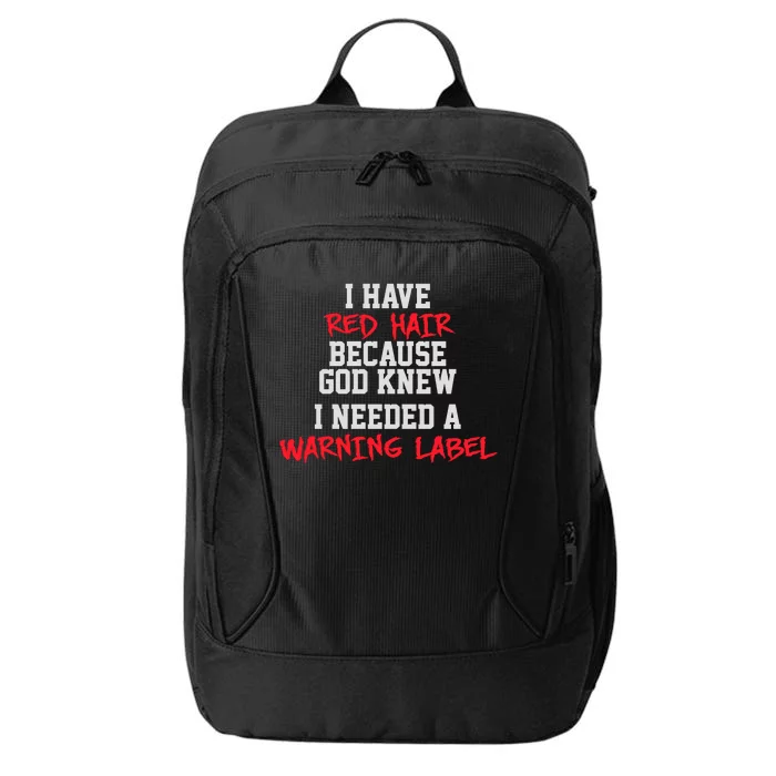 Red Head Warning Label City Backpack