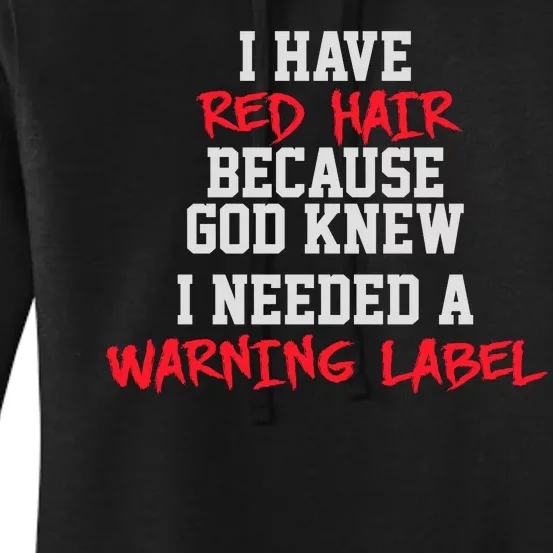 Red Head Warning Label Women's Pullover Hoodie