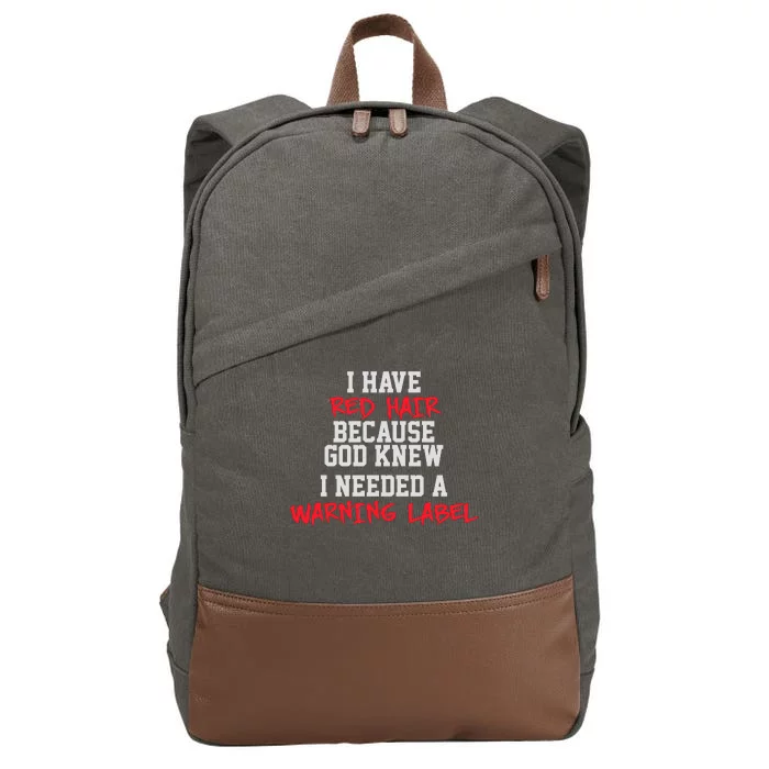 Red Head Warning Label Cotton Canvas Backpack