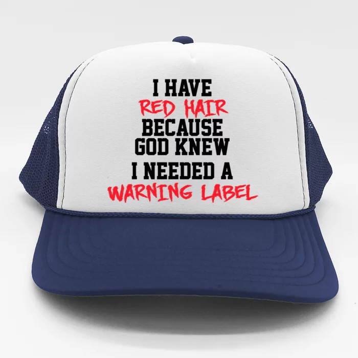 Red Head Warning Label Trucker Hat