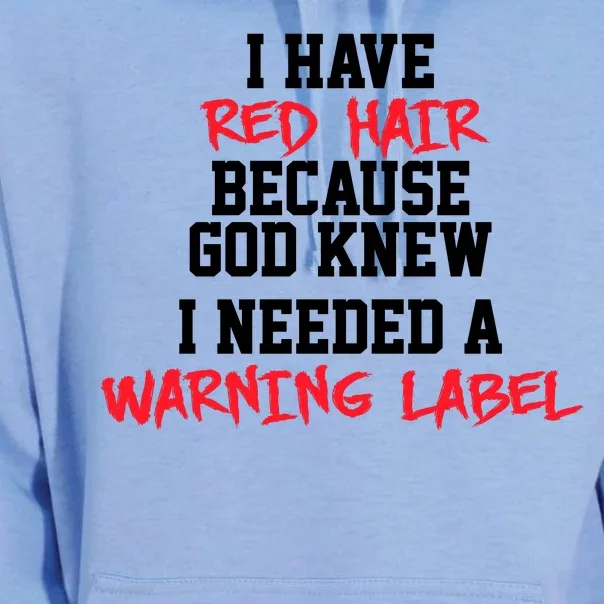 Red Head Warning Label Unisex Surf Hoodie