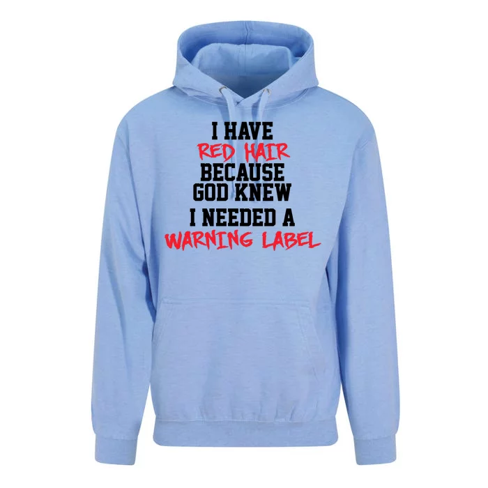 Red Head Warning Label Unisex Surf Hoodie