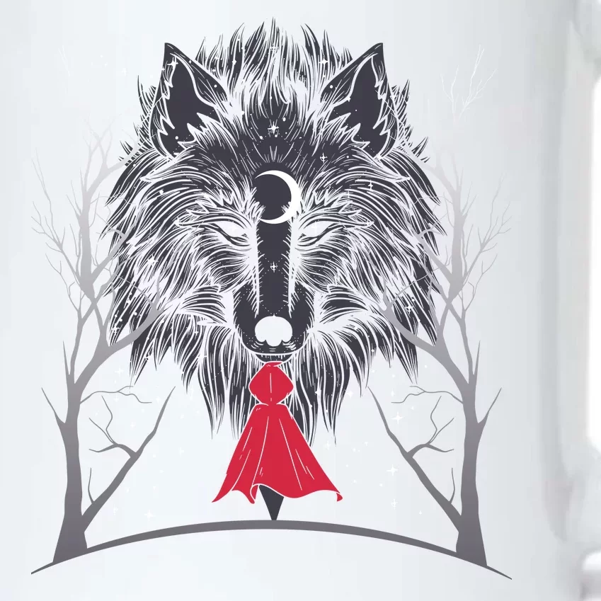 Red Hood Night Wolf Moon Crest Black Color Changing Mug