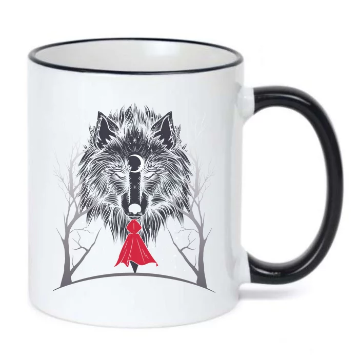 Red Hood Night Wolf Moon Crest Black Color Changing Mug