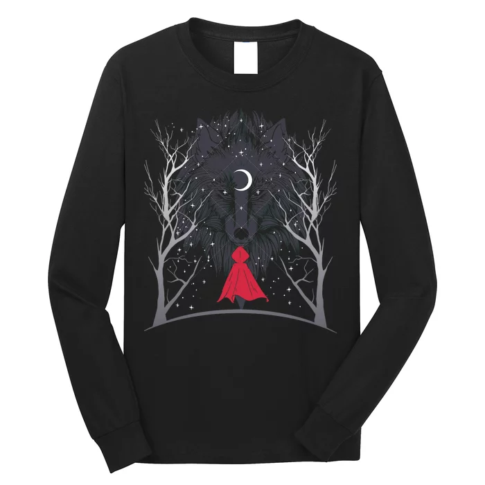 Red Hood Night Wolf Moon Crest Long Sleeve Shirt