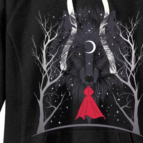 Red Hood Night Wolf Moon Crest Women's Fleece Hoodie