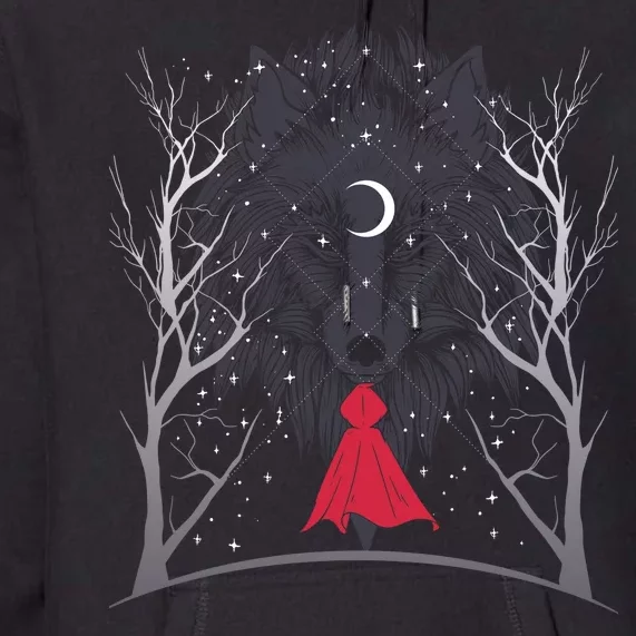 Red Hood Night Wolf Moon Crest Premium Hoodie