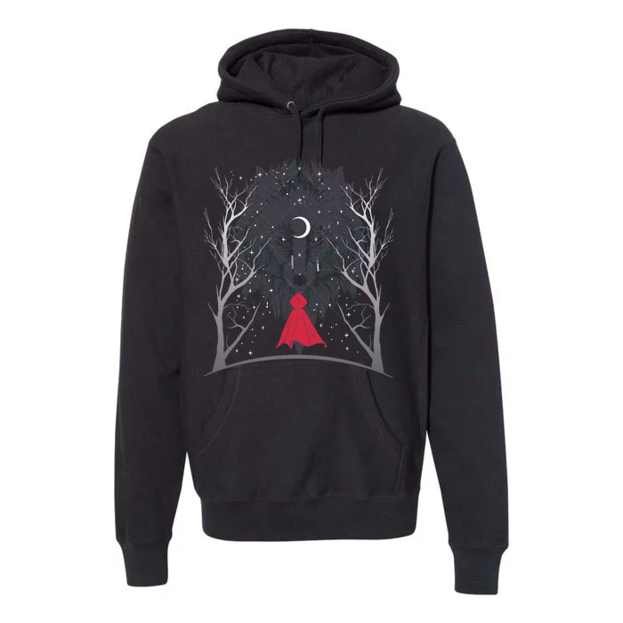 Red Hood Night Wolf Moon Crest Premium Hoodie