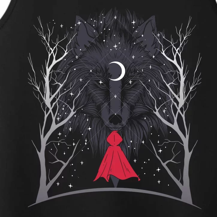 Red Hood Night Wolf Moon Crest Performance Tank