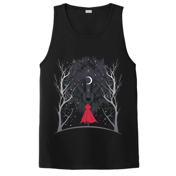 Red Hood Night Wolf Moon Crest Performance Tank