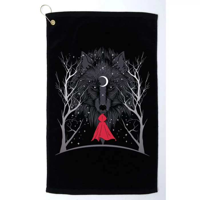 Red Hood Night Wolf Moon Crest Platinum Collection Golf Towel