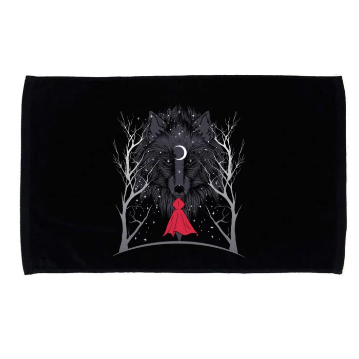 Red Hood Night Wolf Moon Crest Microfiber Hand Towel