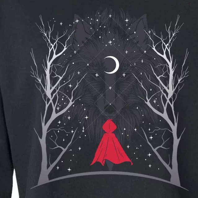 Red Hood Night Wolf Moon Crest Cropped Pullover Crew