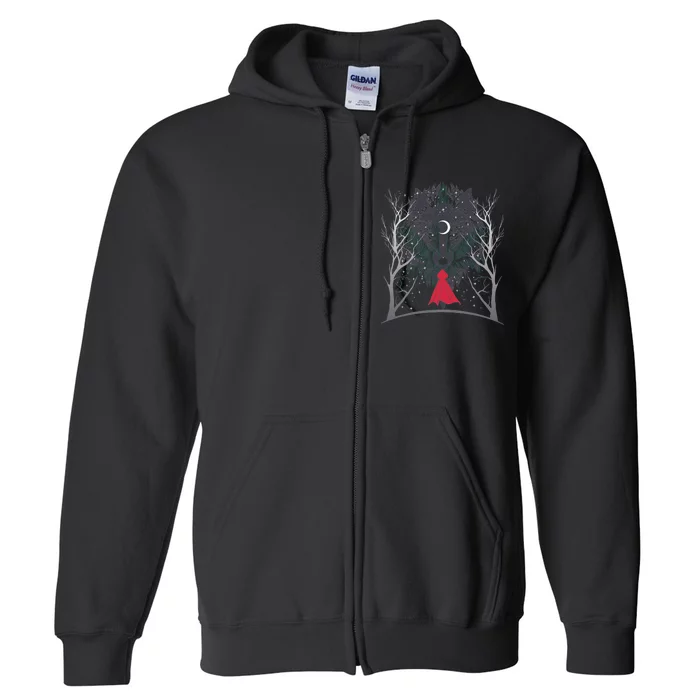 Red Hood Night Wolf Moon Crest Full Zip Hoodie