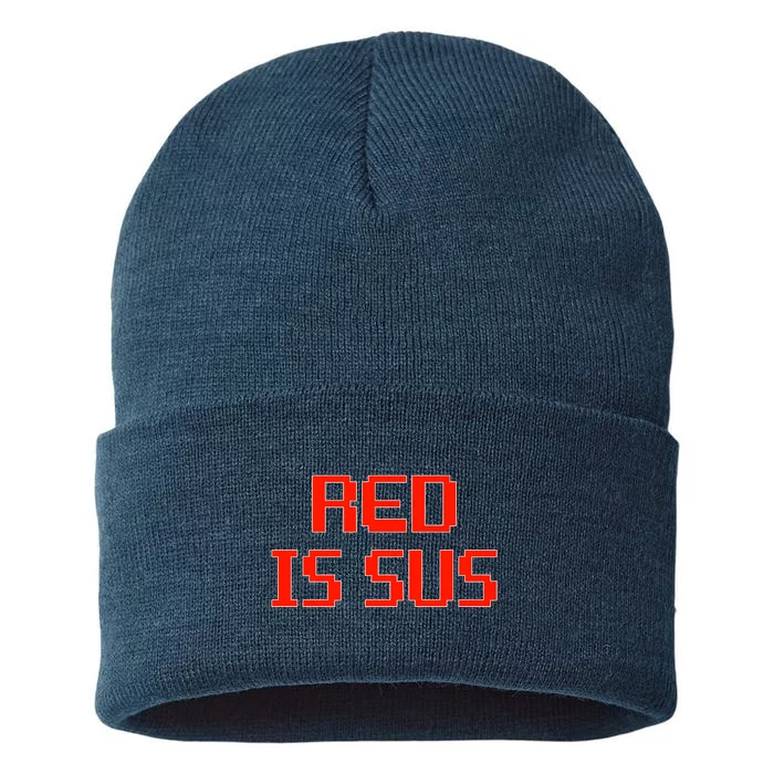 Red Is Sus Imposter Among Us Sustainable Knit Beanie