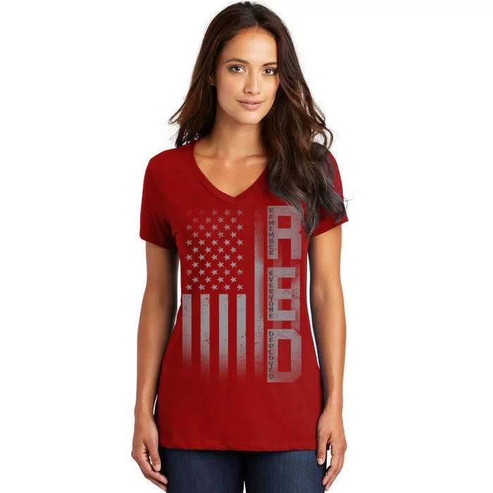 RED Remember Everyone Deployed Women's V-Neck T-Shirt