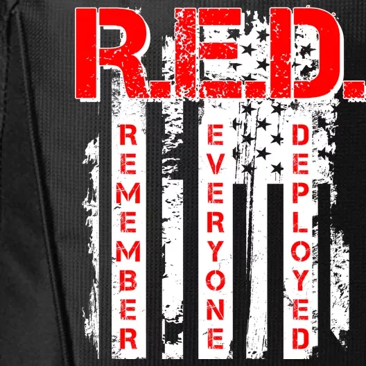 RED Remember Everyone Deployed Distressed Flag City Backpack