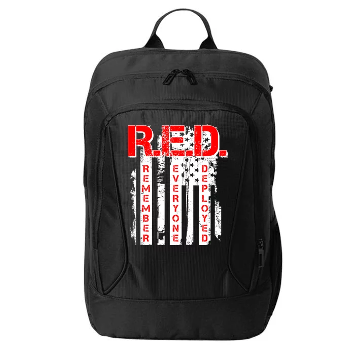 RED Remember Everyone Deployed Distressed Flag City Backpack