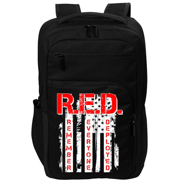 RED Remember Everyone Deployed Distressed Flag Impact Tech Backpack