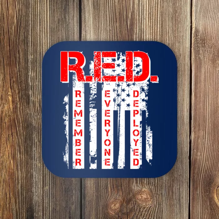 RED Remember Everyone Deployed Distressed Flag Coaster