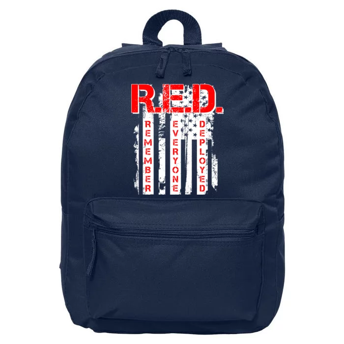 RED Remember Everyone Deployed Distressed Flag 16 in Basic Backpack