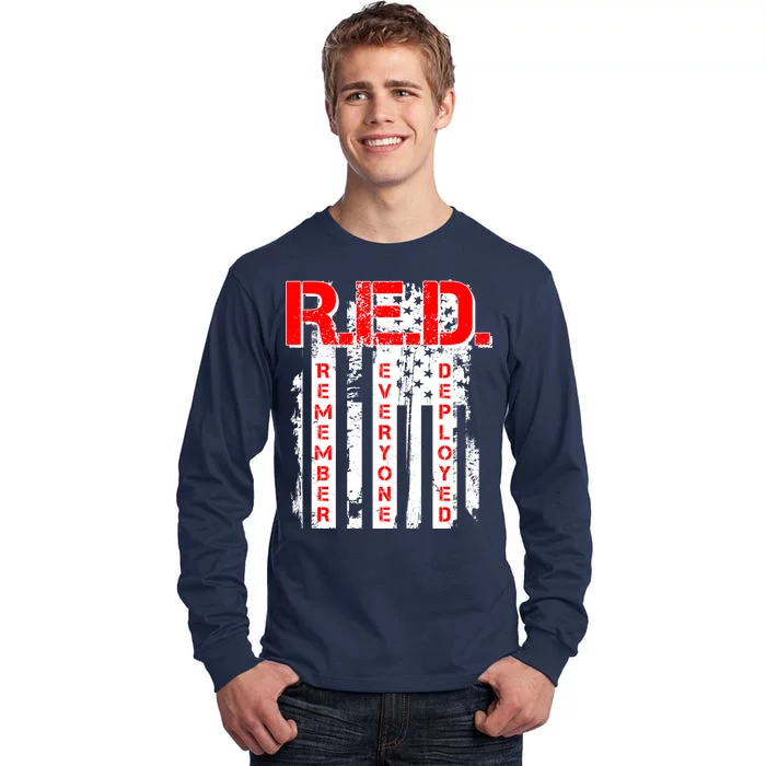 RED Remember Everyone Deployed Distressed Flag Tall Long Sleeve T-Shirt