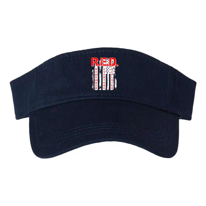 RED Remember Everyone Deployed Distressed Flag Valucap Bio-Washed Visor