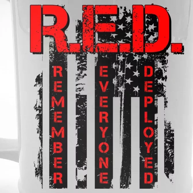 RED Remember Everyone Deployed Distressed Flag Front & Back Beer Stein