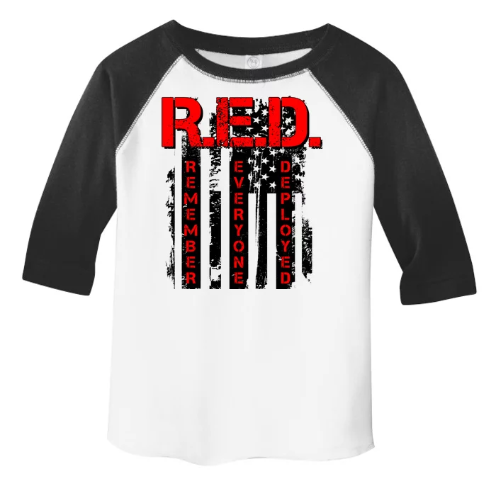 RED Remember Everyone Deployed Distressed Flag Toddler Fine Jersey T-Shirt