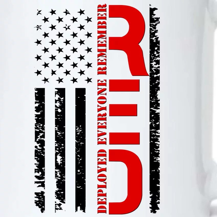 RED Remember Everyone Deployed Distressed US Flag Black Color Changing Mug