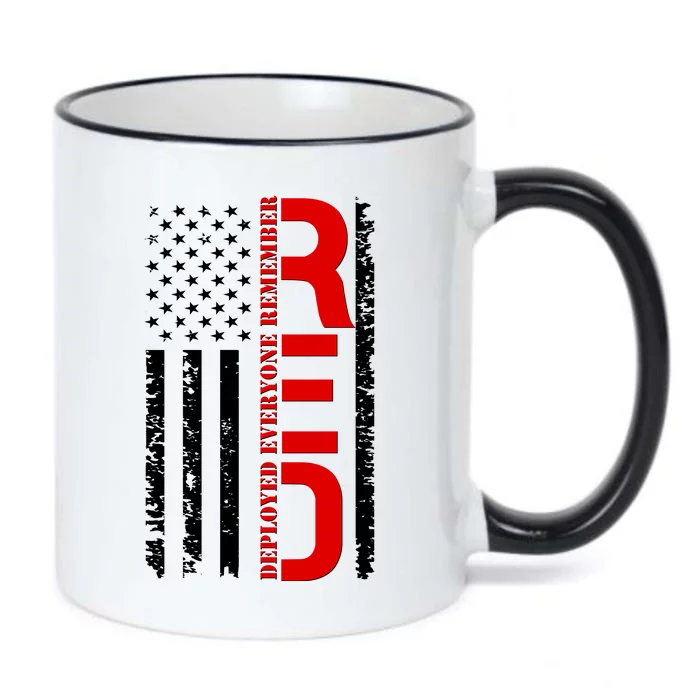 RED Remember Everyone Deployed Distressed US Flag Black Color Changing Mug